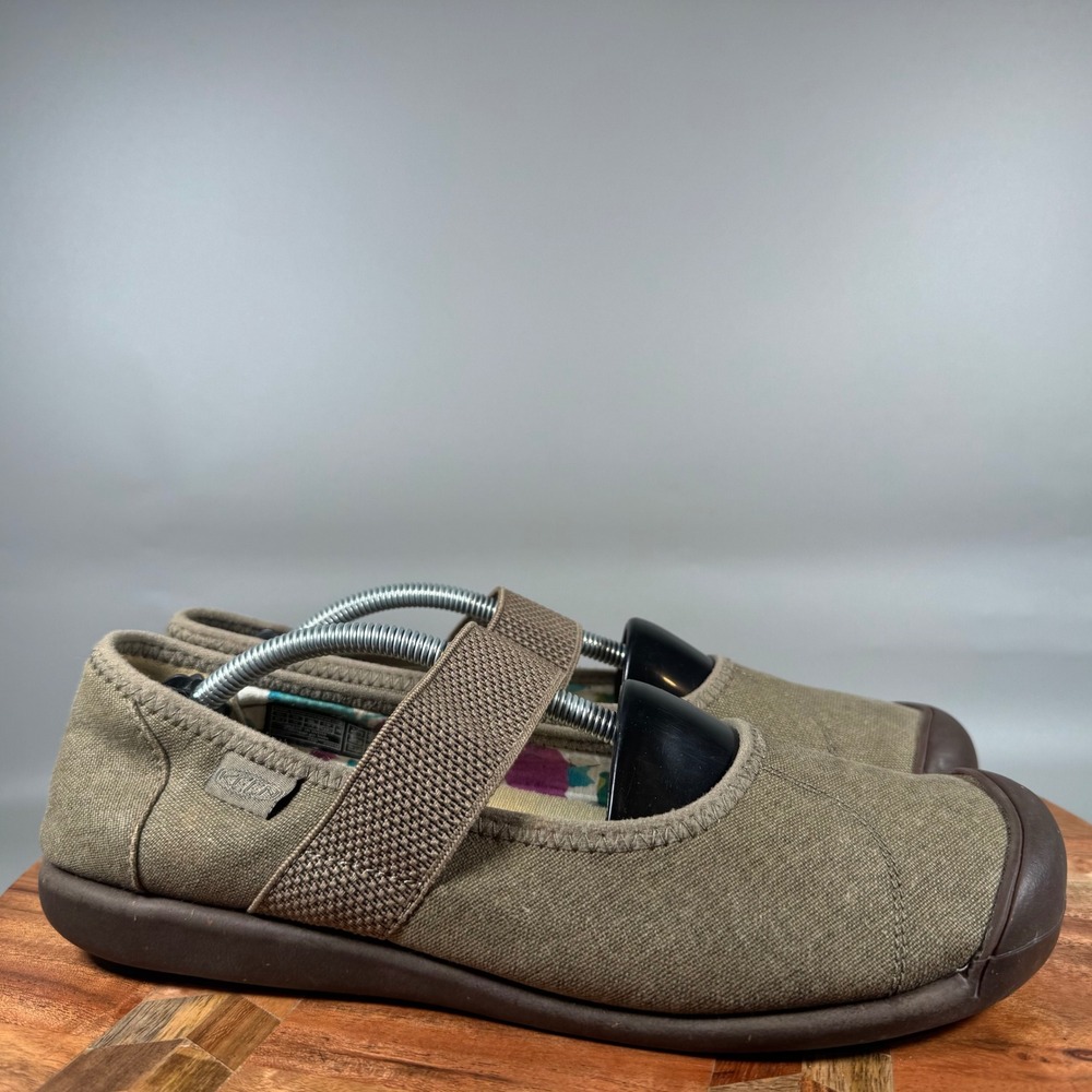 Keen Sienna MJ Canvas Mary Jane Flats Khaki Green Women 10 1014217